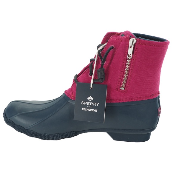 Sperry Saltwater Skinny Cord Pink Water-Resistant Rain Boots - Picture 2 of 9